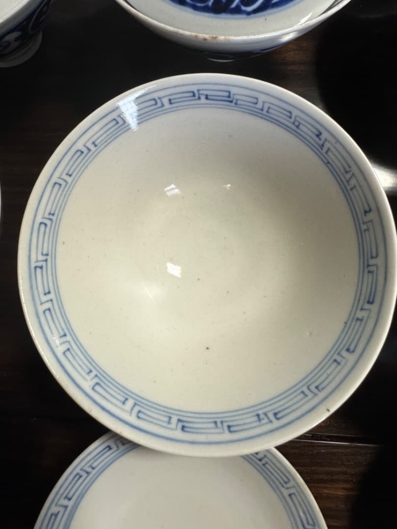 古伊万里 伊万里焼　染付総模様蓋付碗　10客　　江戸後期