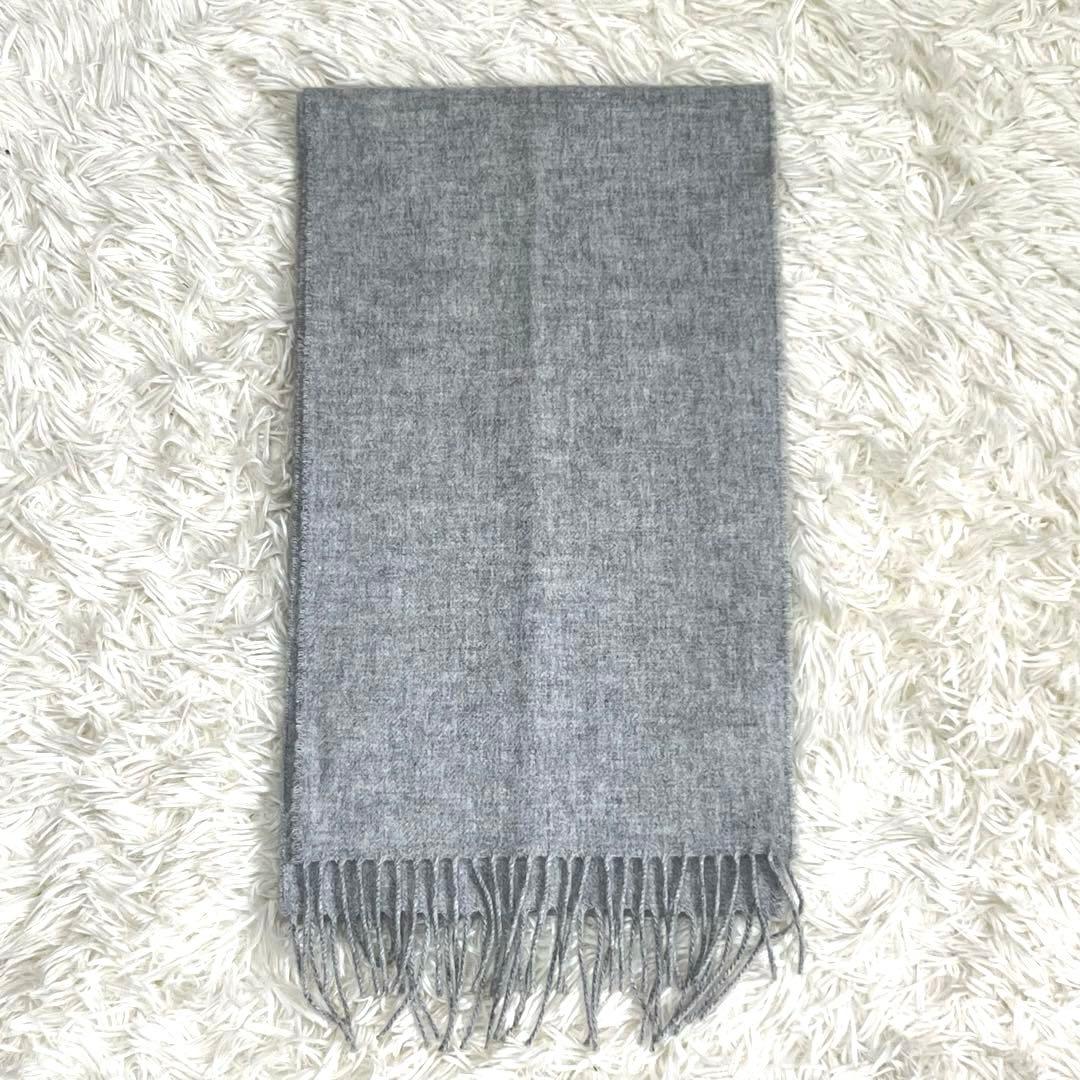 美品　ジョンストンズオブエルガン カシミヤ100% マフラー　グレー　シルバー