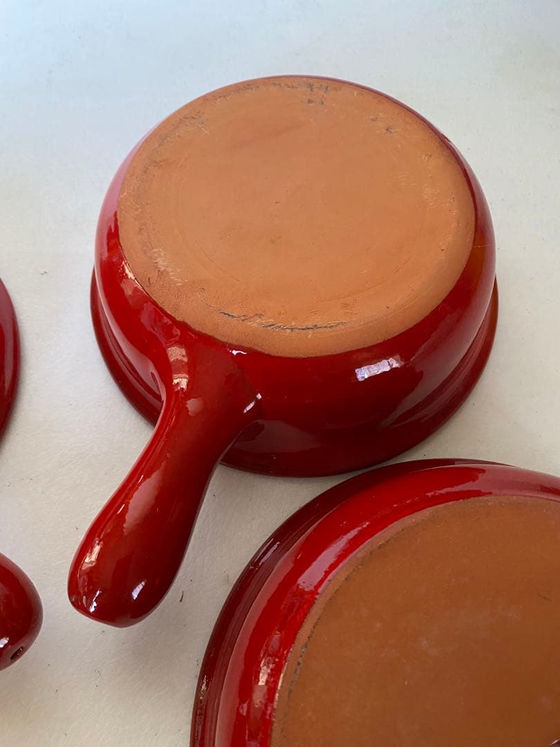 片手　キャセロール鍋　4個　レッド　未使用　赤