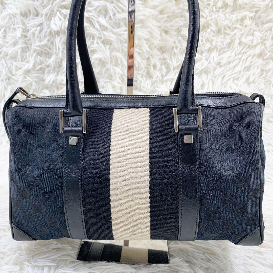 【✨美品✨】 GUCCI シェリーライン ミニボストンバッグ GG柄 ブラック