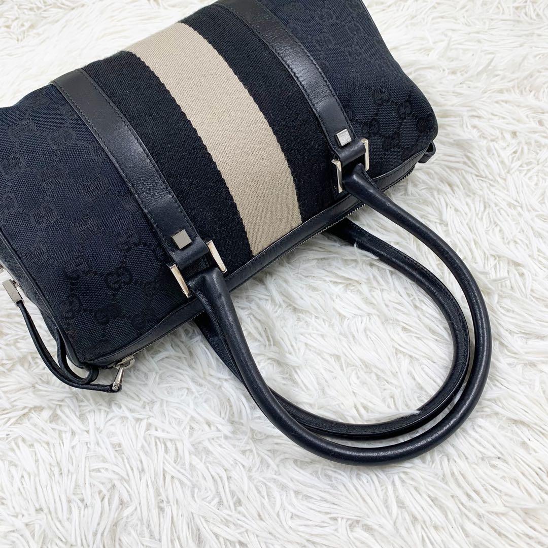 【✨美品✨】 GUCCI シェリーライン ミニボストンバッグ GG柄 ブラック