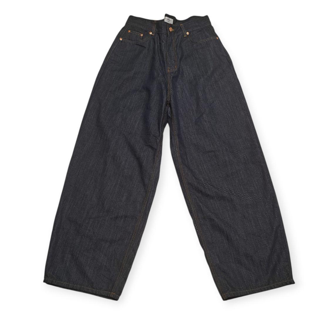 美品 marjour TUCK DENIM タックデニムパンツ 濃紺 ワイド M