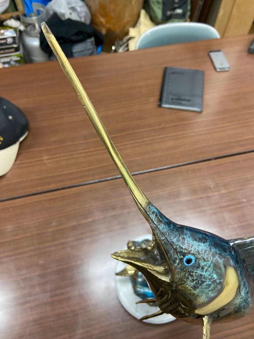 魚のオブジェ メカジキ 置き物 ヴィンテージ マーブルベース 94394NB