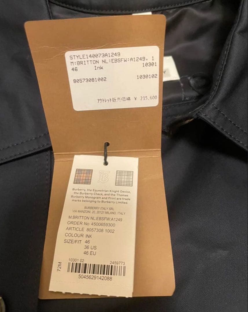 70%オフ定価20万円超新品タグ付　BURBERRY ネイビー トレンチコート