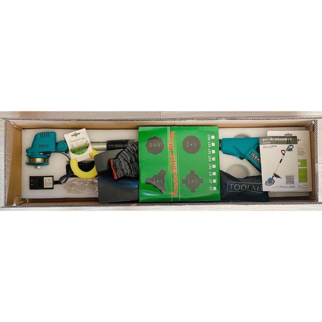 草刈機 充電式草刈り機 18v互換 刈込幅25cm 2個4AhバッテリLED表示