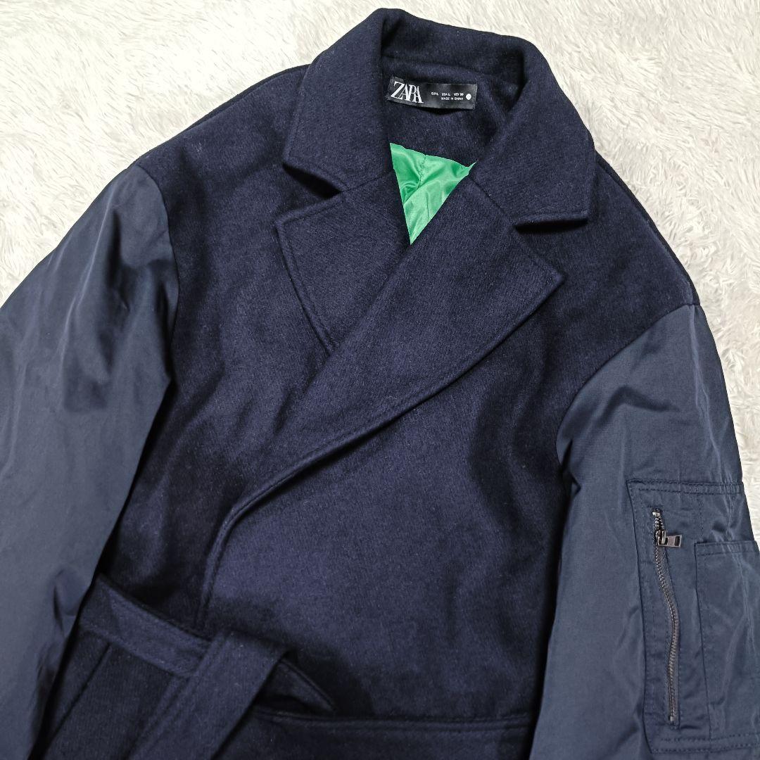 未使用級♪ZARA マッチングボンバーコート マキシ丈 ドッキング ベルト L