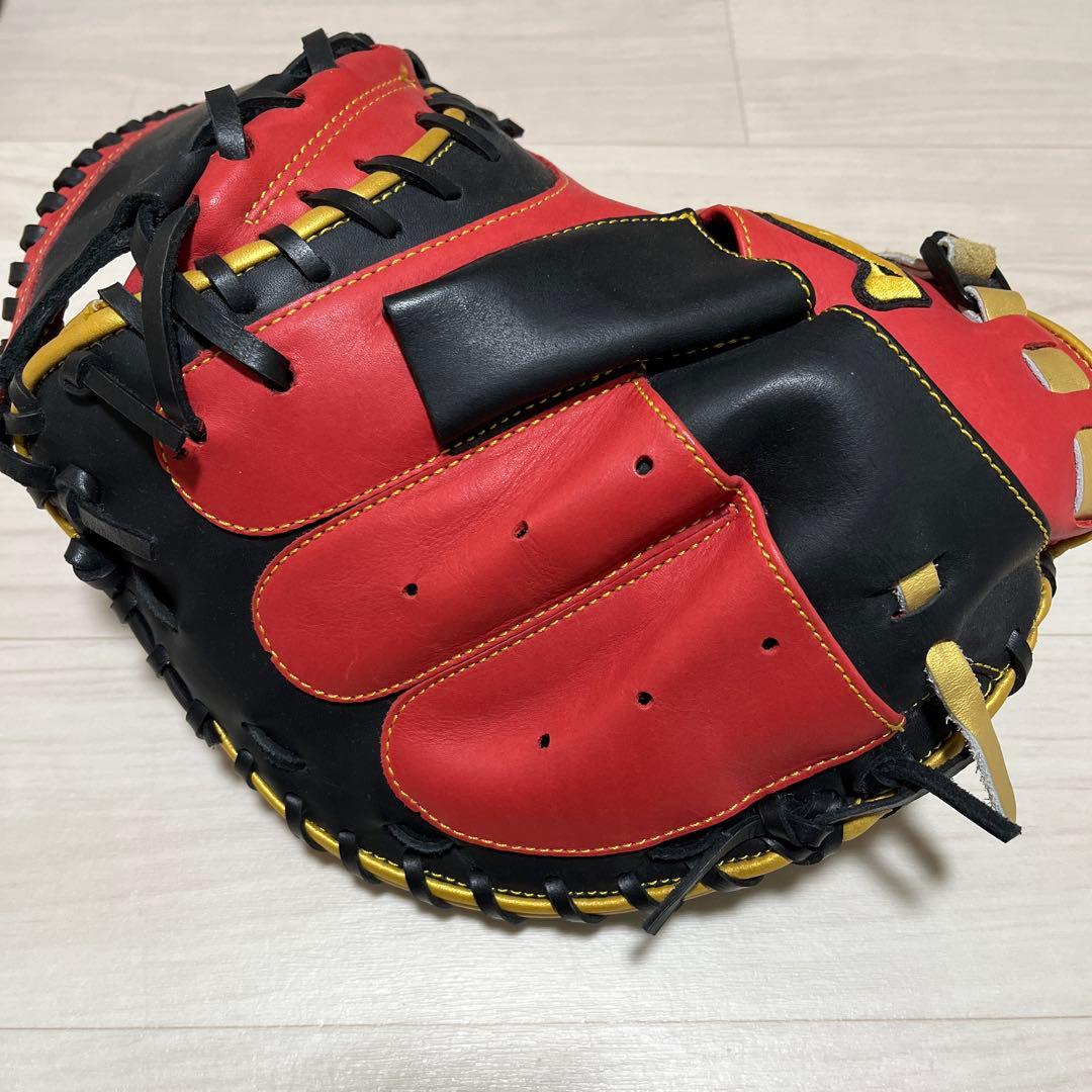 ハタケヤマ 軟式 キャッチャーミット シェラームーブ PRO-M2 赤×黒×金