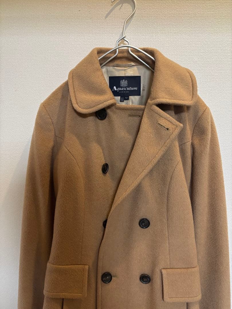 Aquascutum ベージュ カシミヤ100% キャメルトレンチコート