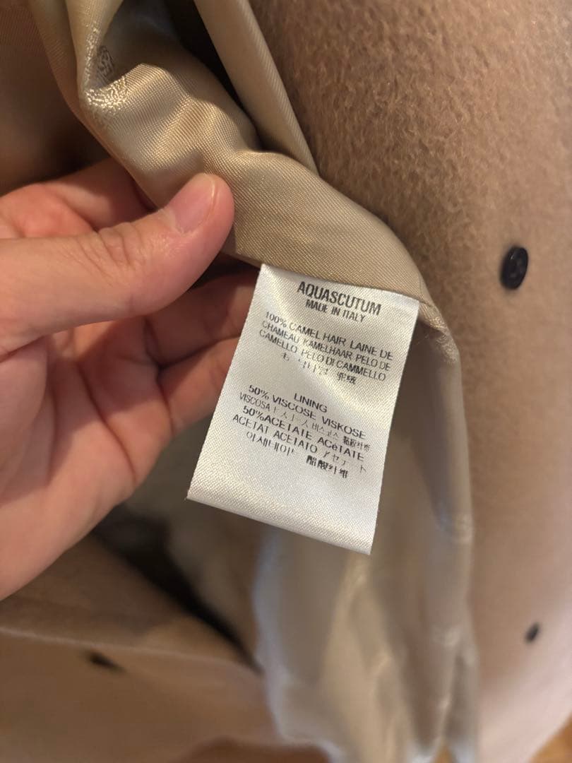 Aquascutum ベージュ カシミヤ100% キャメルトレンチコート