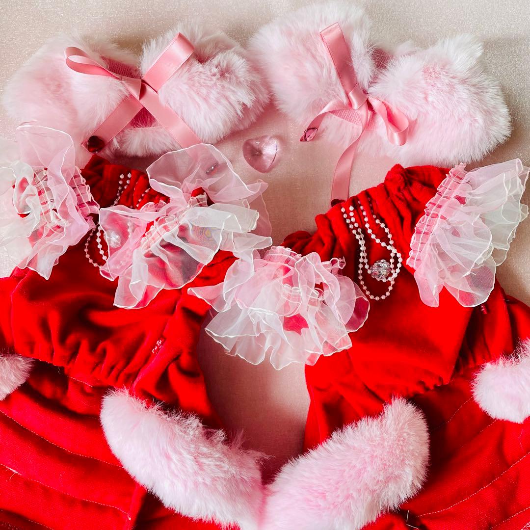 ふわふわゴージャスおめかしドレス♡ファーケープ付き♡　犬服　ハンドメイド