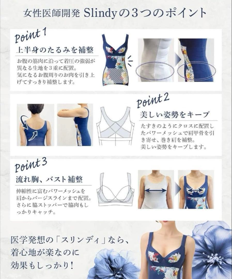 スリンディ ボディシェイパー ラッフルブルー　LL