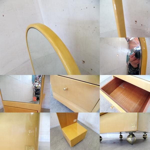 美品■皇室御用達■キットファニチャー■小山羊革■北谷家具■最高級■姿見■全身鏡■