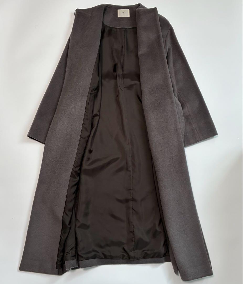 【極美品】IENA ロングスリットコート ウール100% グレージュ 36