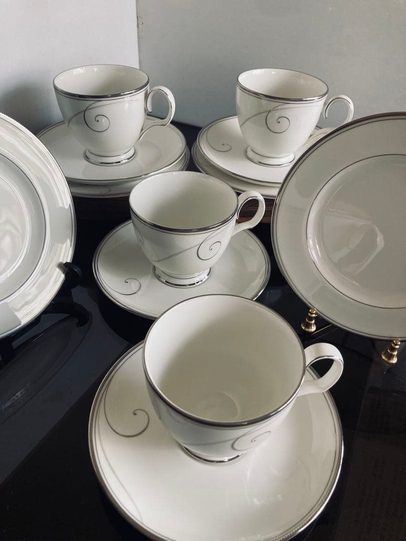 未使用◆ノリタケ　プラチナウェイブ　トリオ　4客セット12ピース