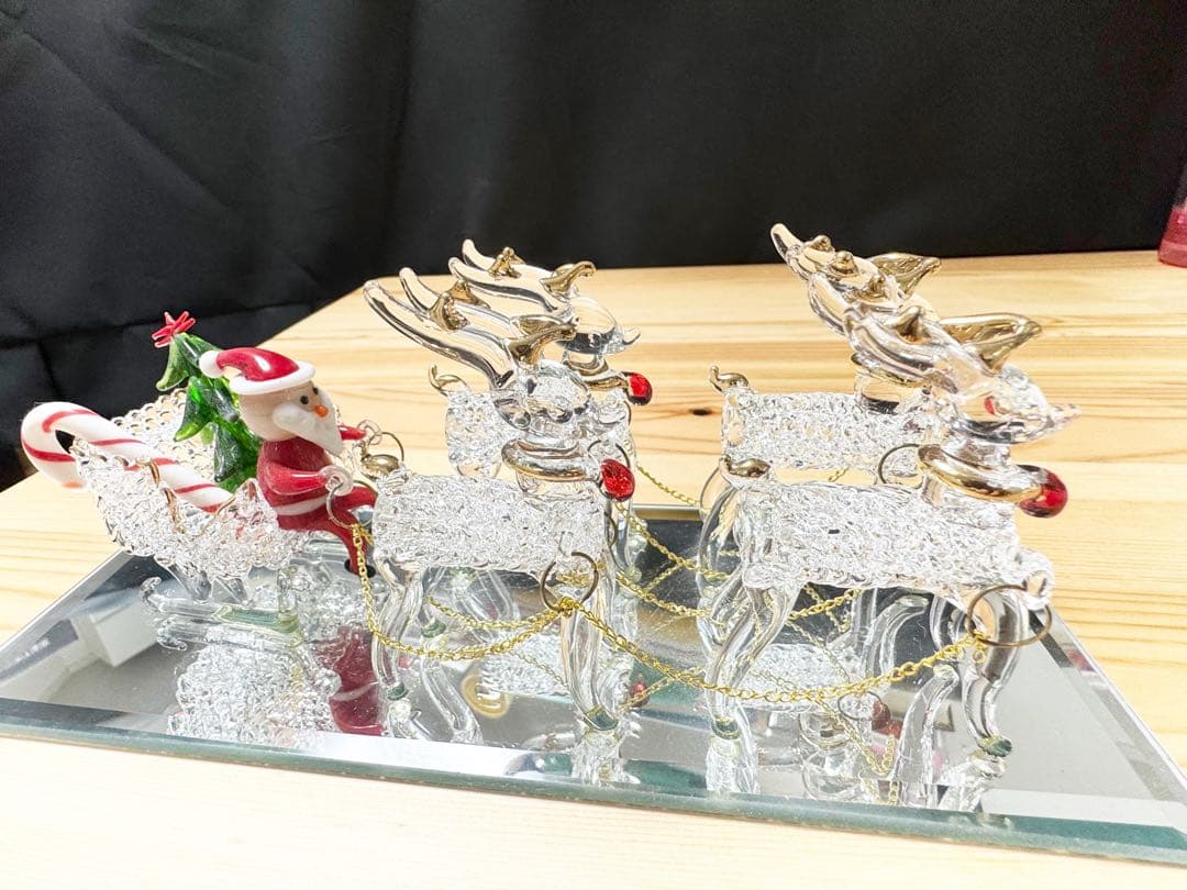 クリスタル サンタクロース トナカイ ガラス装飾品