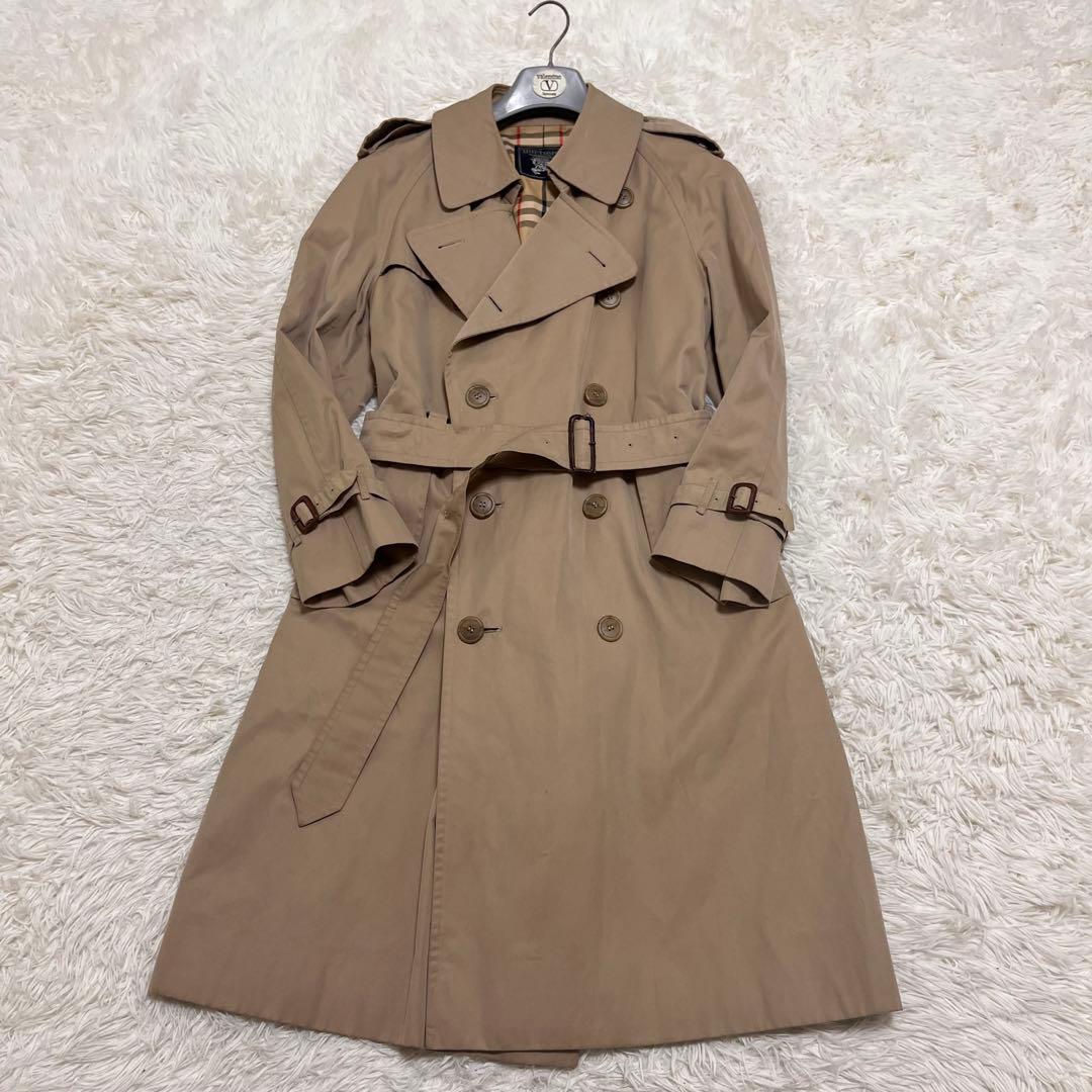 【美品】バーバリー　トレンチコート　ロング　ノバチェック　ベルト　ハニーベージュ