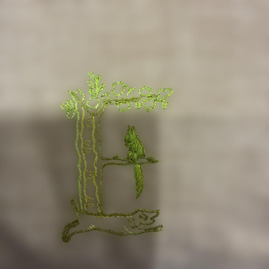 HERMES 刺繍 クッション 麻　30cm x 30cm