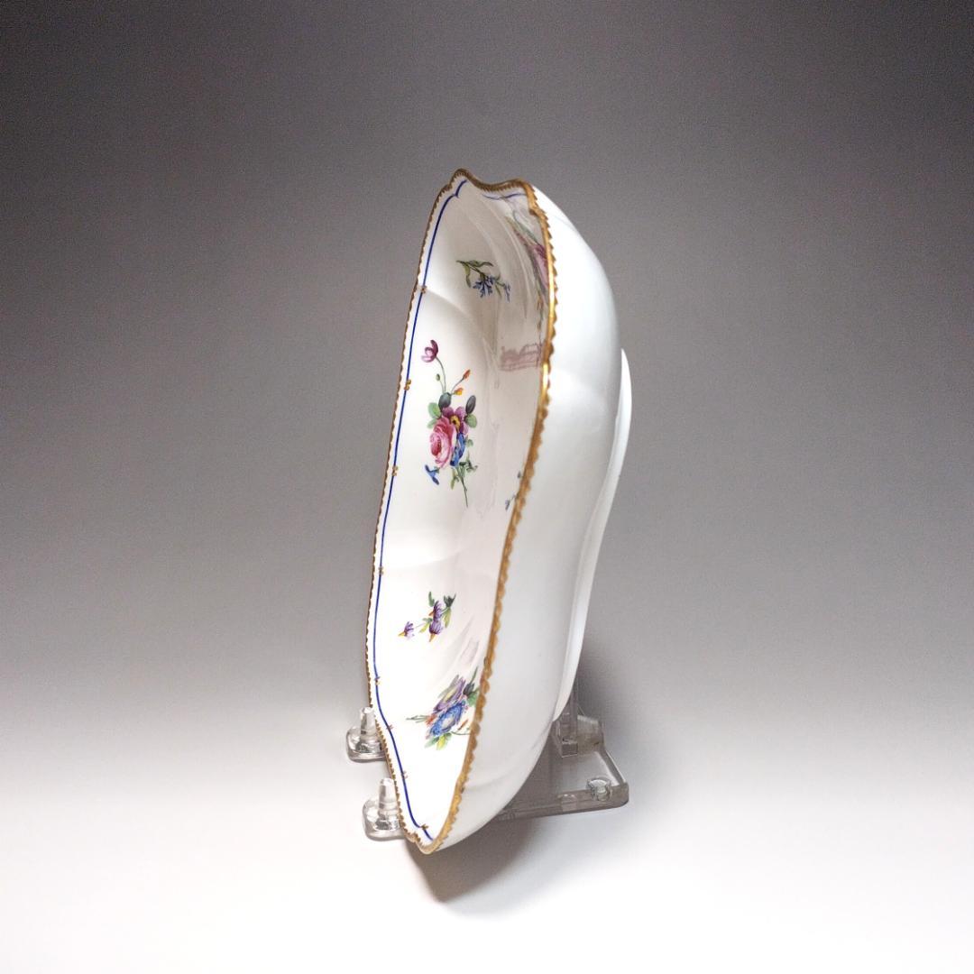 セーブル Sevres 1789年 ブルーライン金彩花絵 スクエアディッシュ