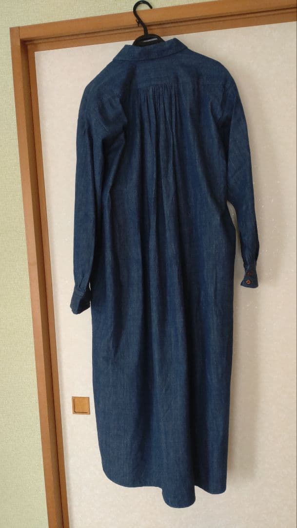 美品♪45R デニムブルー 長袖ワンピース