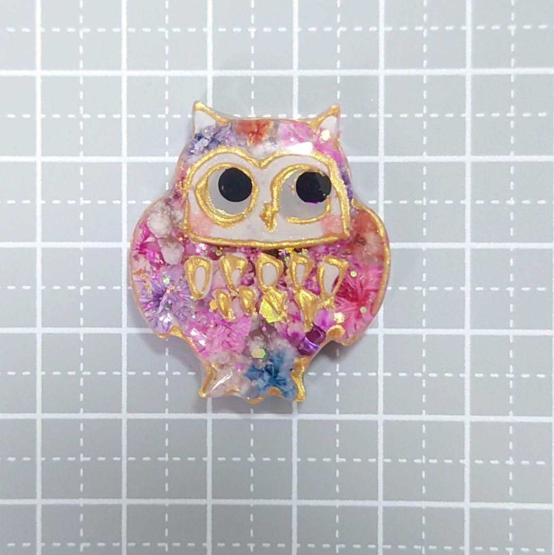 レジン　猫　フクロウ　ヘアゴム　ブローチ　ポニーフック　No.295