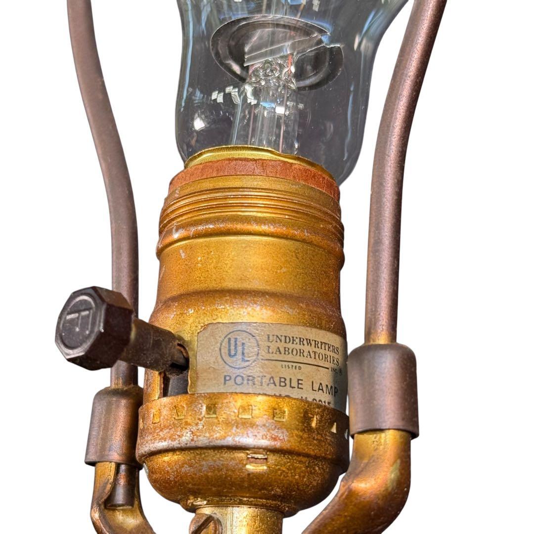 HR874 【希少】古いステンドグラスライト　照明　スタンドライト　テーブル付き