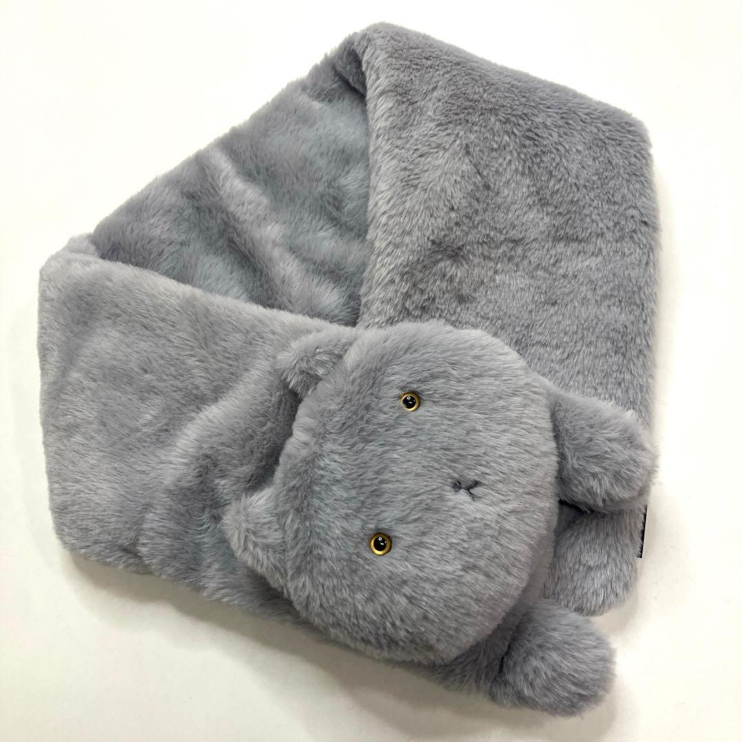 【新品未使用】ピンクハウス グレー ネコちゃん ファーマフラー/2020年