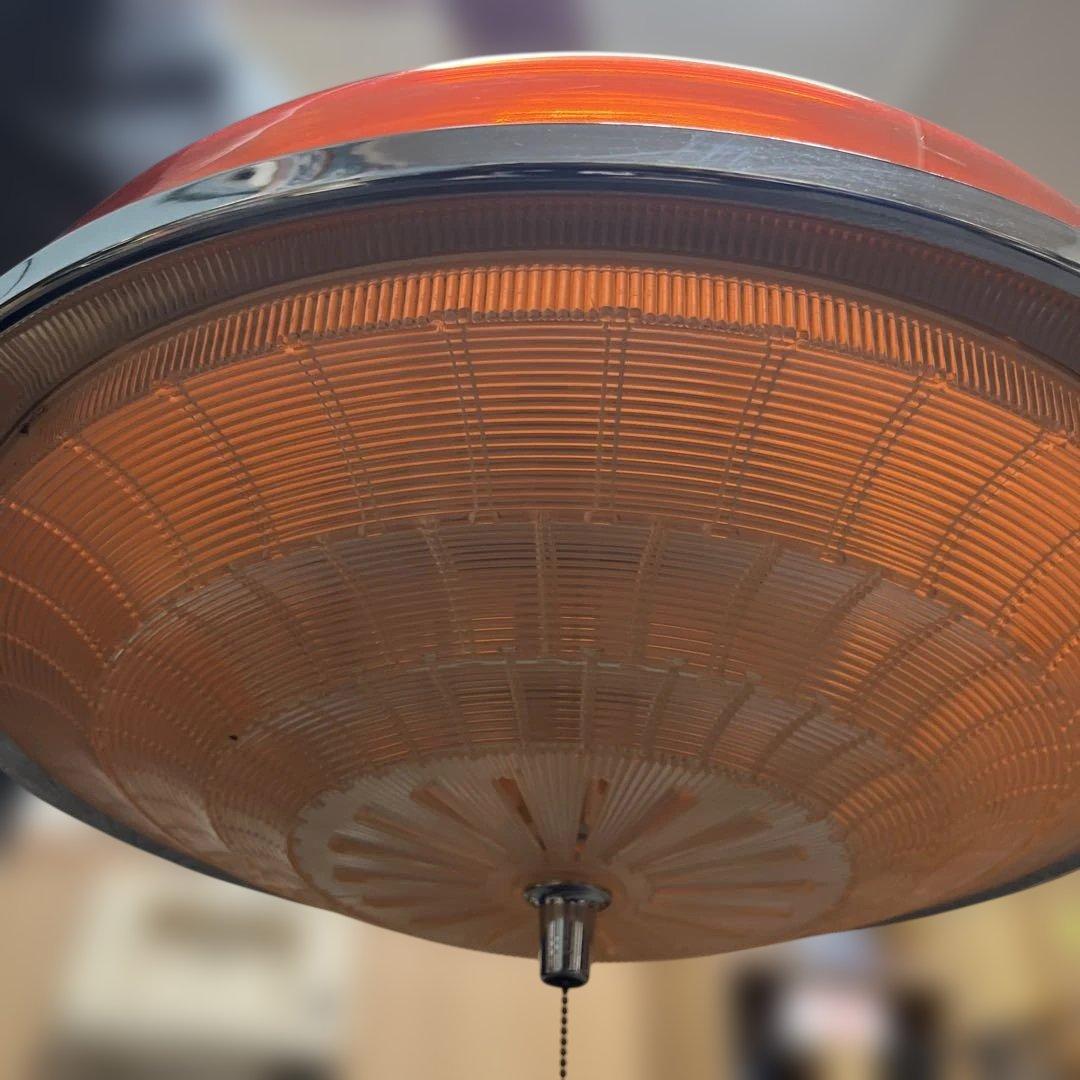 ミッドセンチュリー　昭和レトロポップ　オレンジ　室内灯　ペンダントライト可愛い❣️