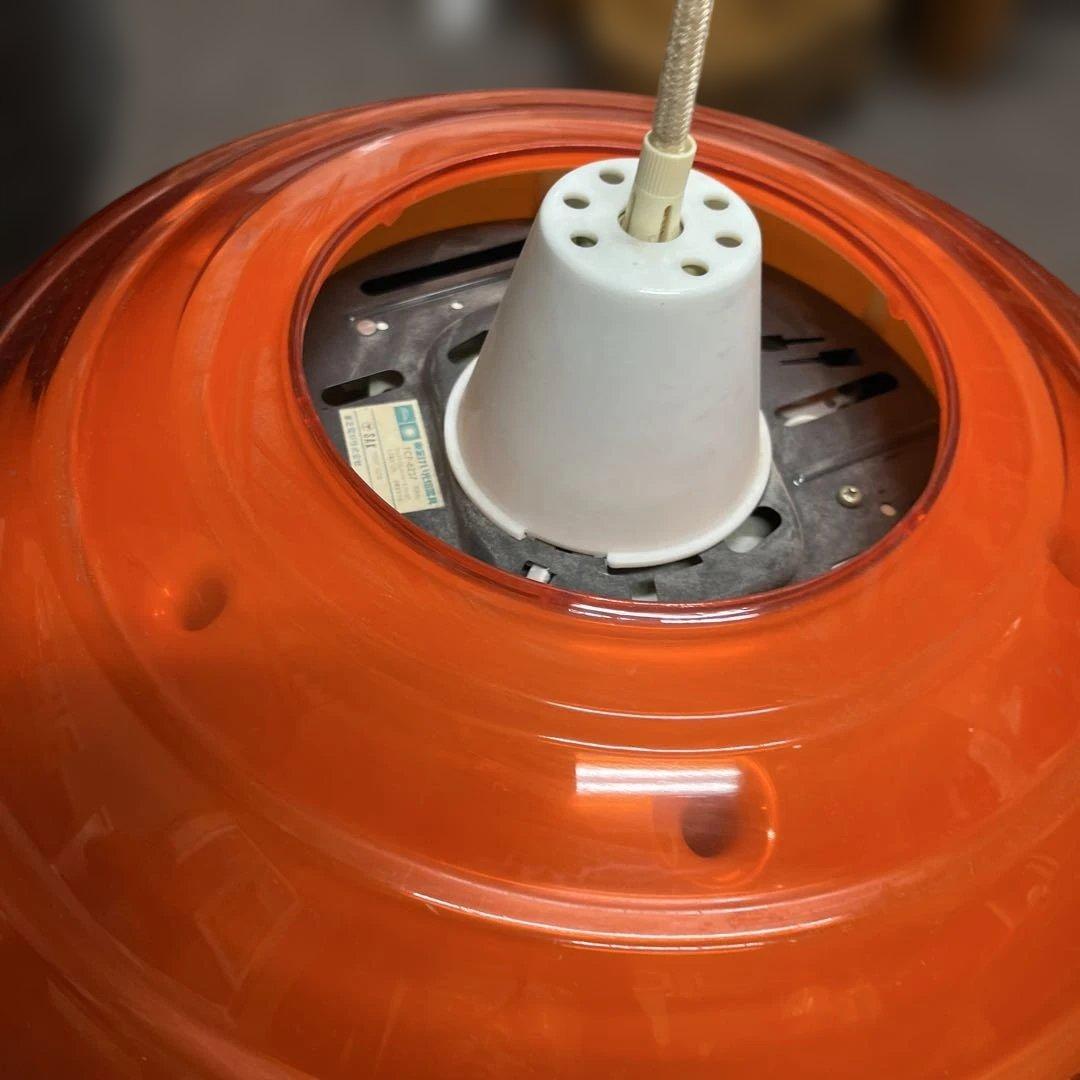 ミッドセンチュリー　昭和レトロポップ　オレンジ　室内灯　ペンダントライト可愛い❣️