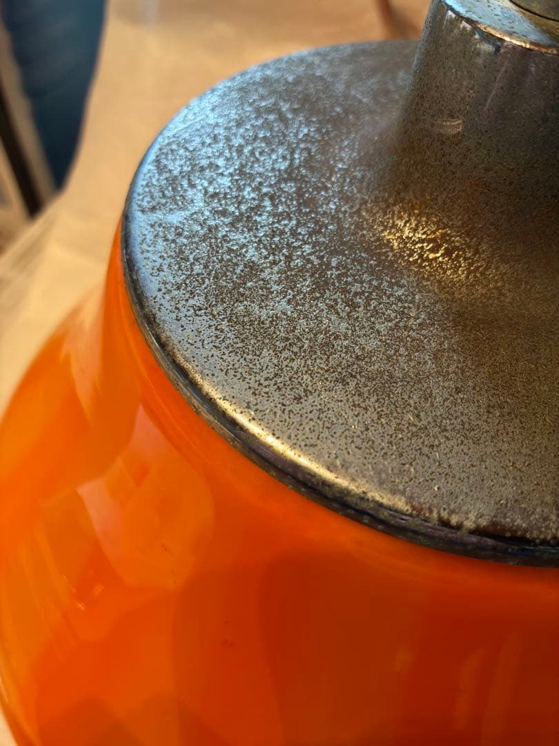 オレンジ　レトロ　ストライプ　ガラスペンダントライト