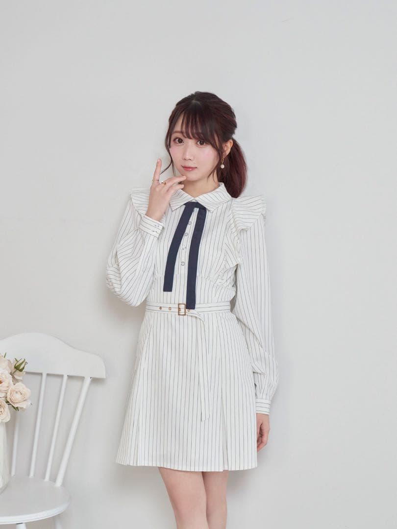 ワンピース RoseMuse Stripe mini one piece White