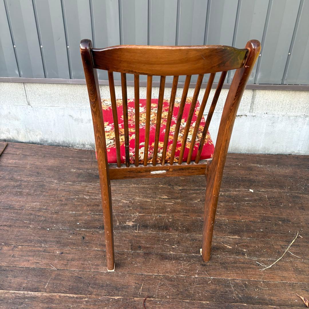 B4① 昭和レトロ アイエフ家具 木製 花柄ダイニングチェア ビンテージ 古家具