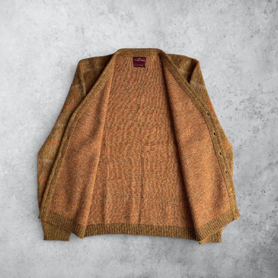 60s-70s VAN HEUSEN モヘア風 ニットカーディガン チェック柄