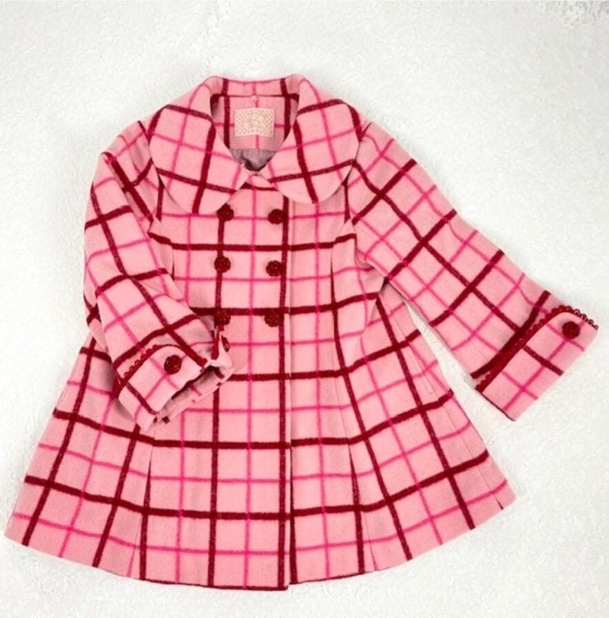 ♥最終♥チェックウールコート♥シャーリーテンプル♥新品♥ファー♥コート♥120