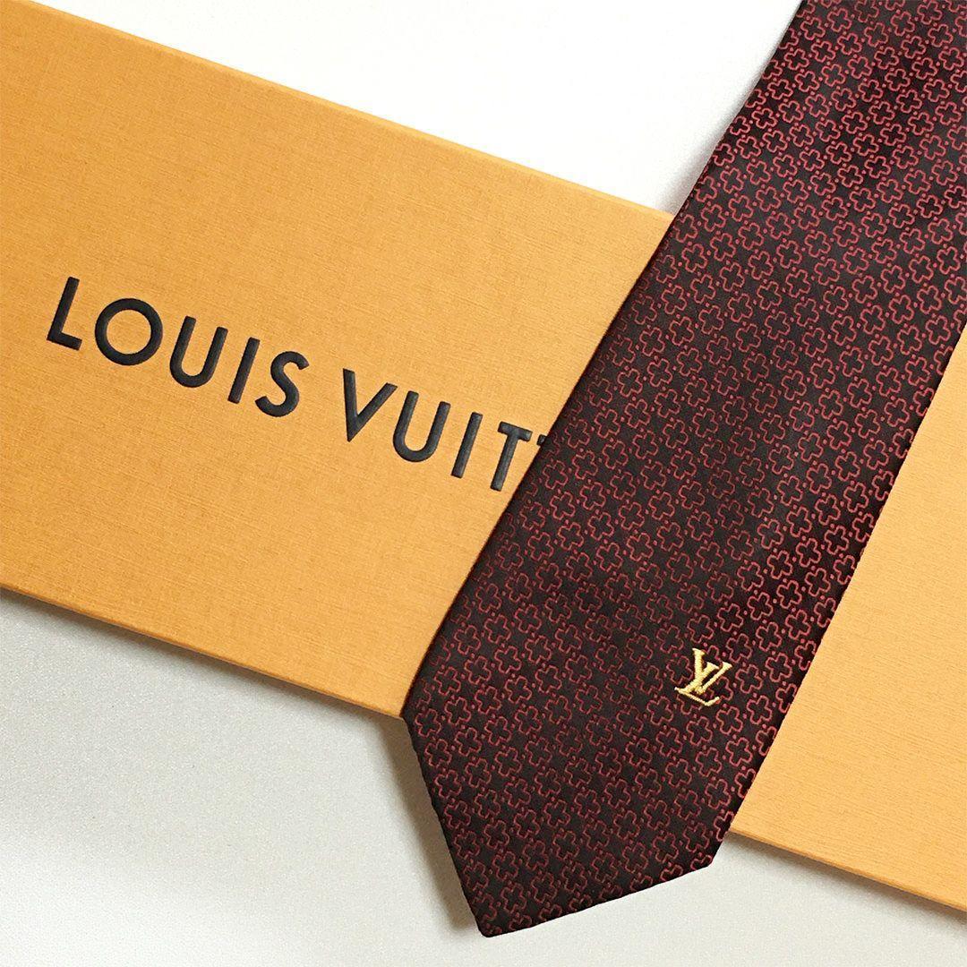 未使用級 ルイヴィトン Louis Vuitton ネクタイ ワインレッド 総柄