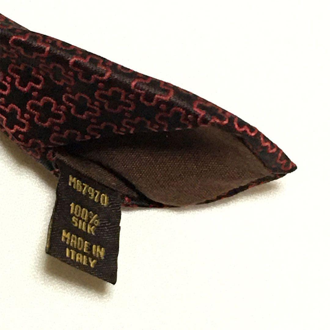 未使用級 ルイヴィトン Louis Vuitton ネクタイ ワインレッド 総柄