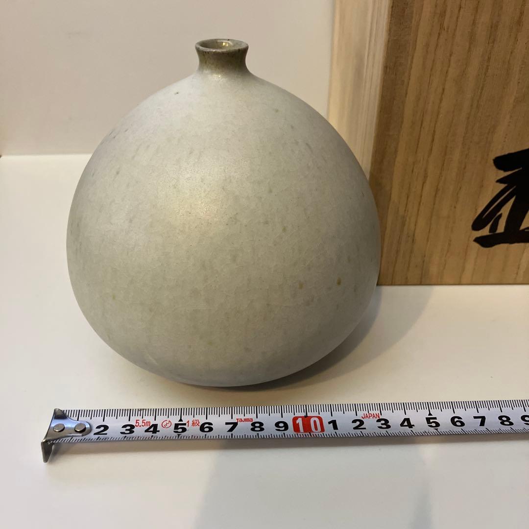 未使用　平清水焼　青龍窯　残雪　壺　花瓶
