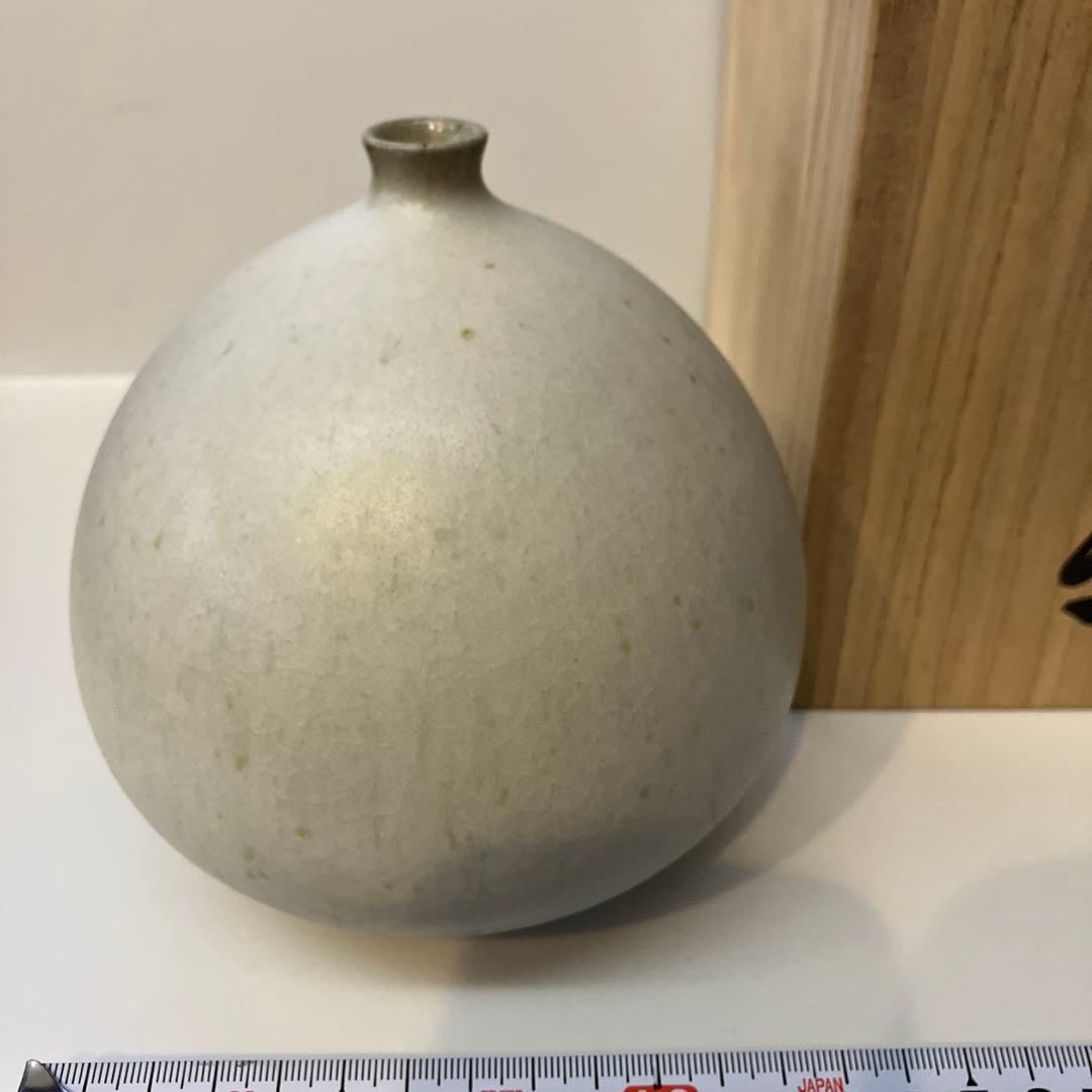 未使用　平清水焼　青龍窯　残雪　壺　花瓶
