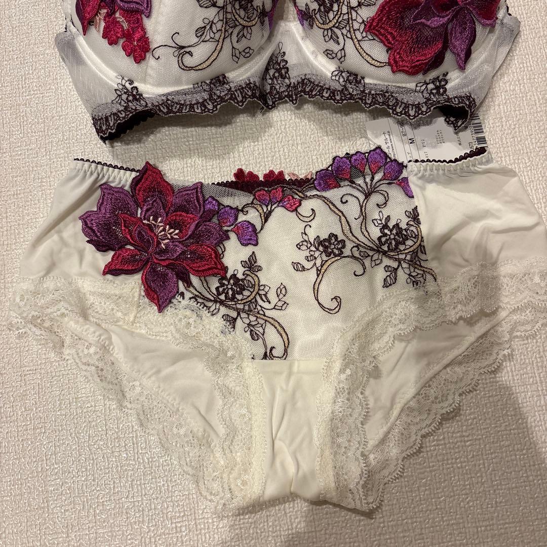 ワコール　サルート　花柄刺繍ブラジャーショーツセット　F65