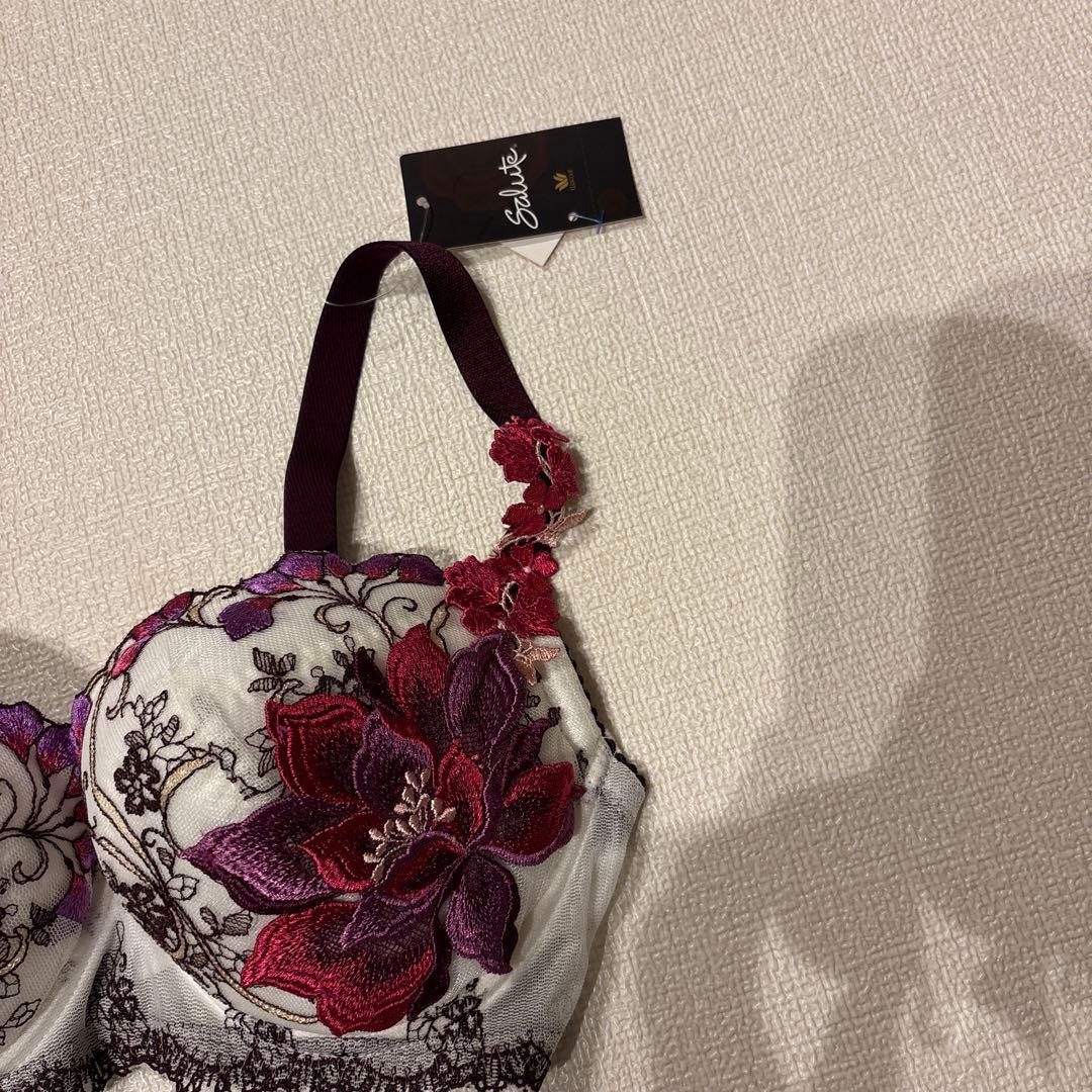 ワコール　サルート　花柄刺繍ブラジャーショーツセット　F65