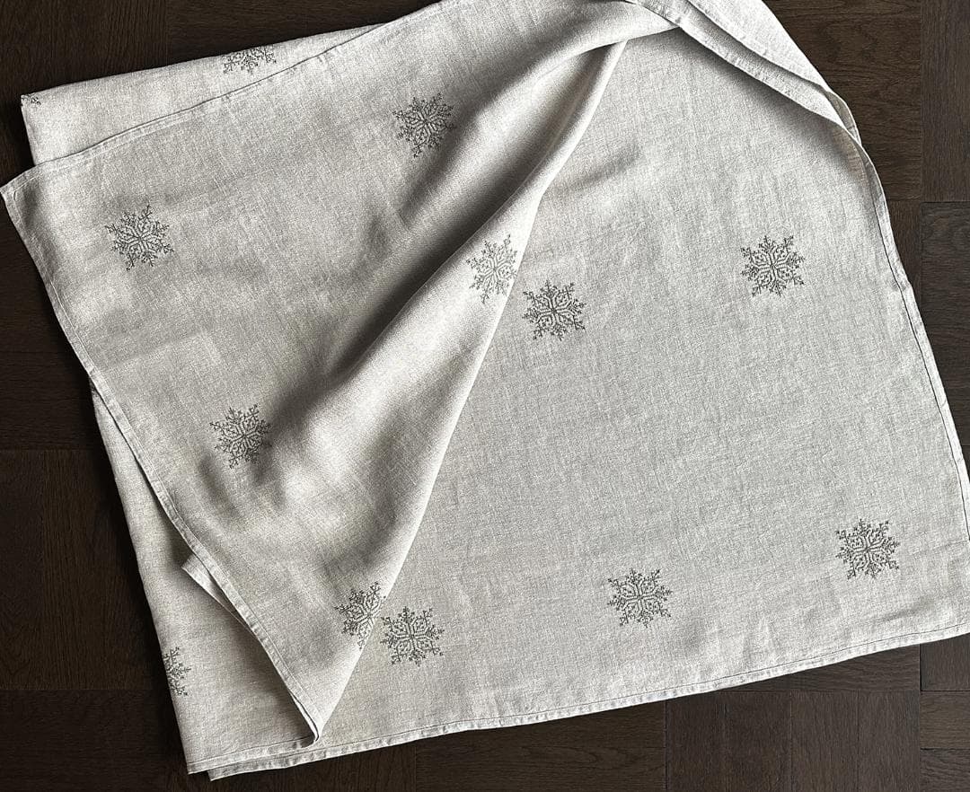 未使用☆激レア8万円☆パリ購入 フェズ刺繍リネン大判クロス ベッドスプレッド