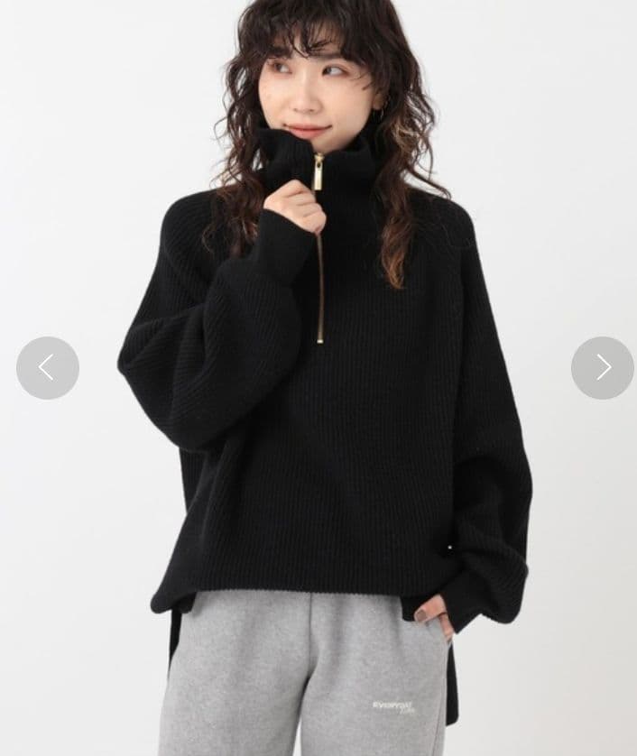 Deuxieme Classe Half Zip Sweater ブラック