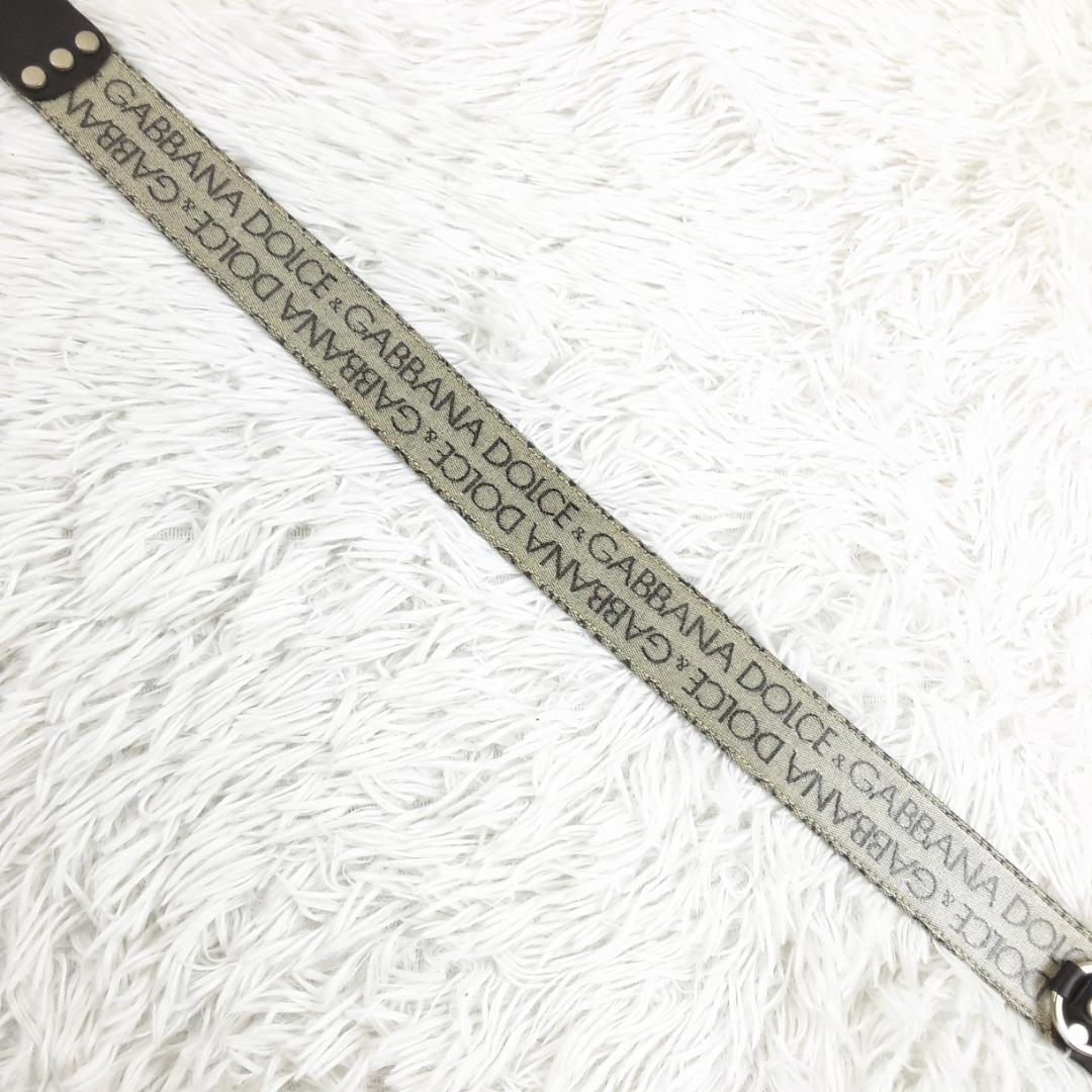 美品◎ドルチェ&ガッバーナ D&G レザーベルト 白 黒 ロゴ刻印 イタリア製