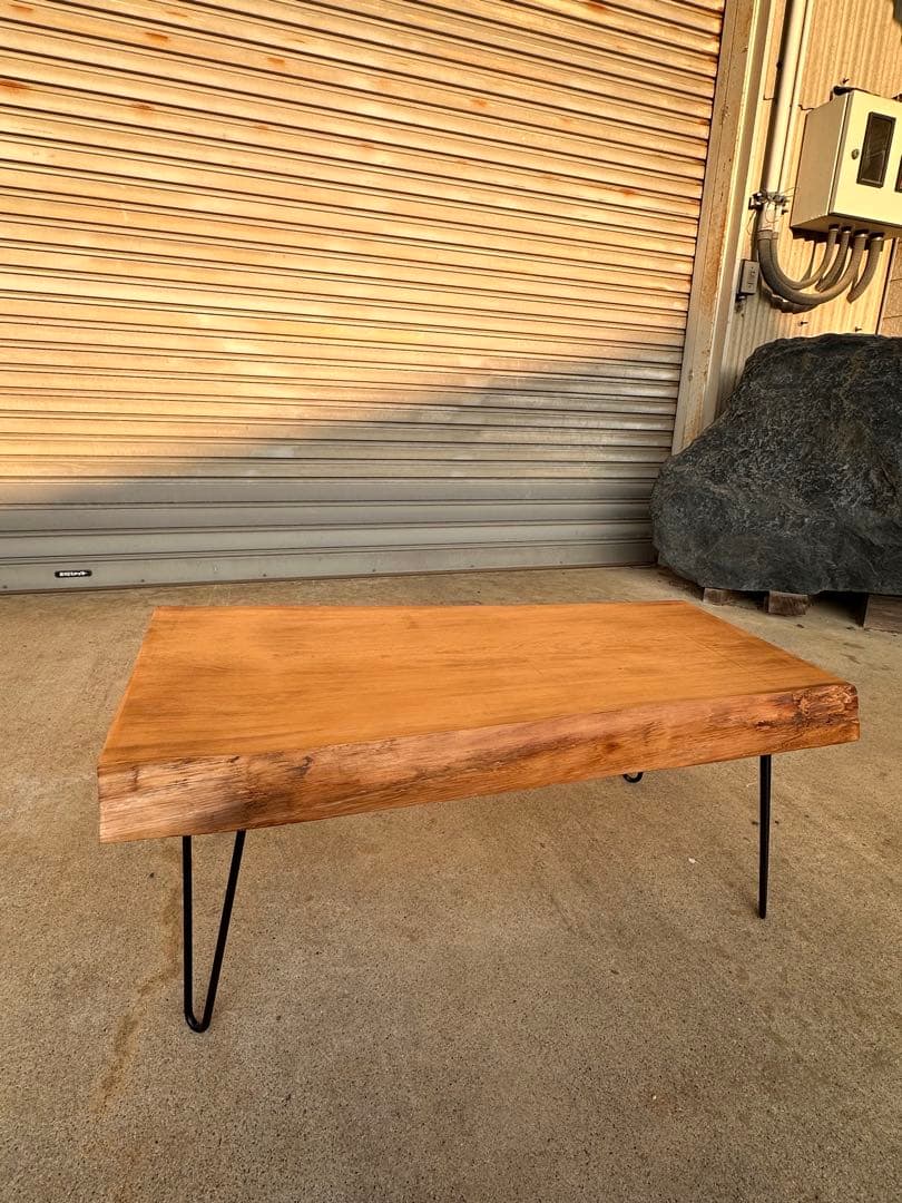 木製 ローテーブル アイアン脚 一枚板