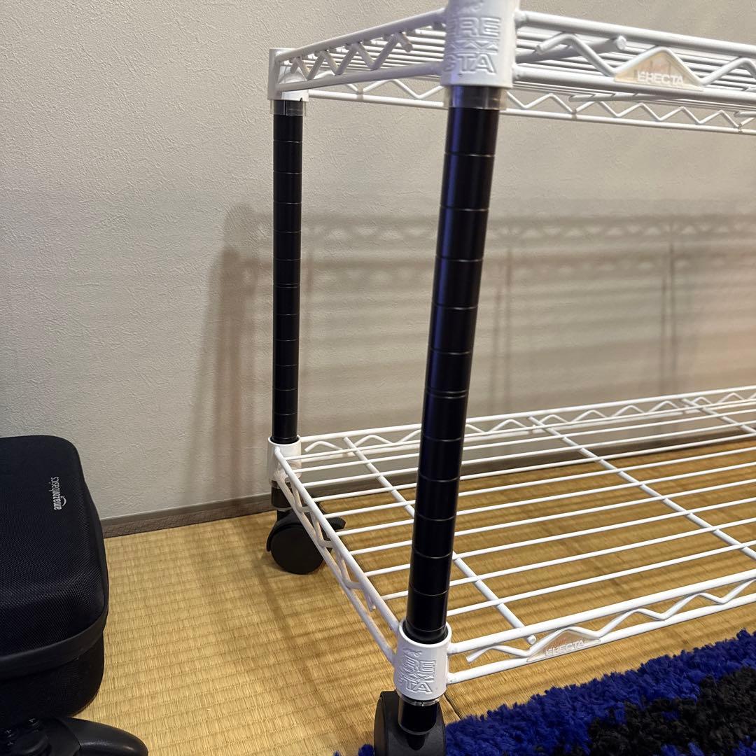 ERECTA スチールラック 2段 テレビ台 ホームエレクター アクリル板