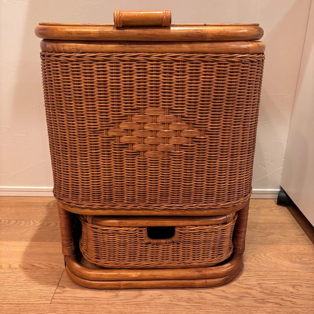 最終価格　特大収納カゴ 蓋付きレトロ 古道具