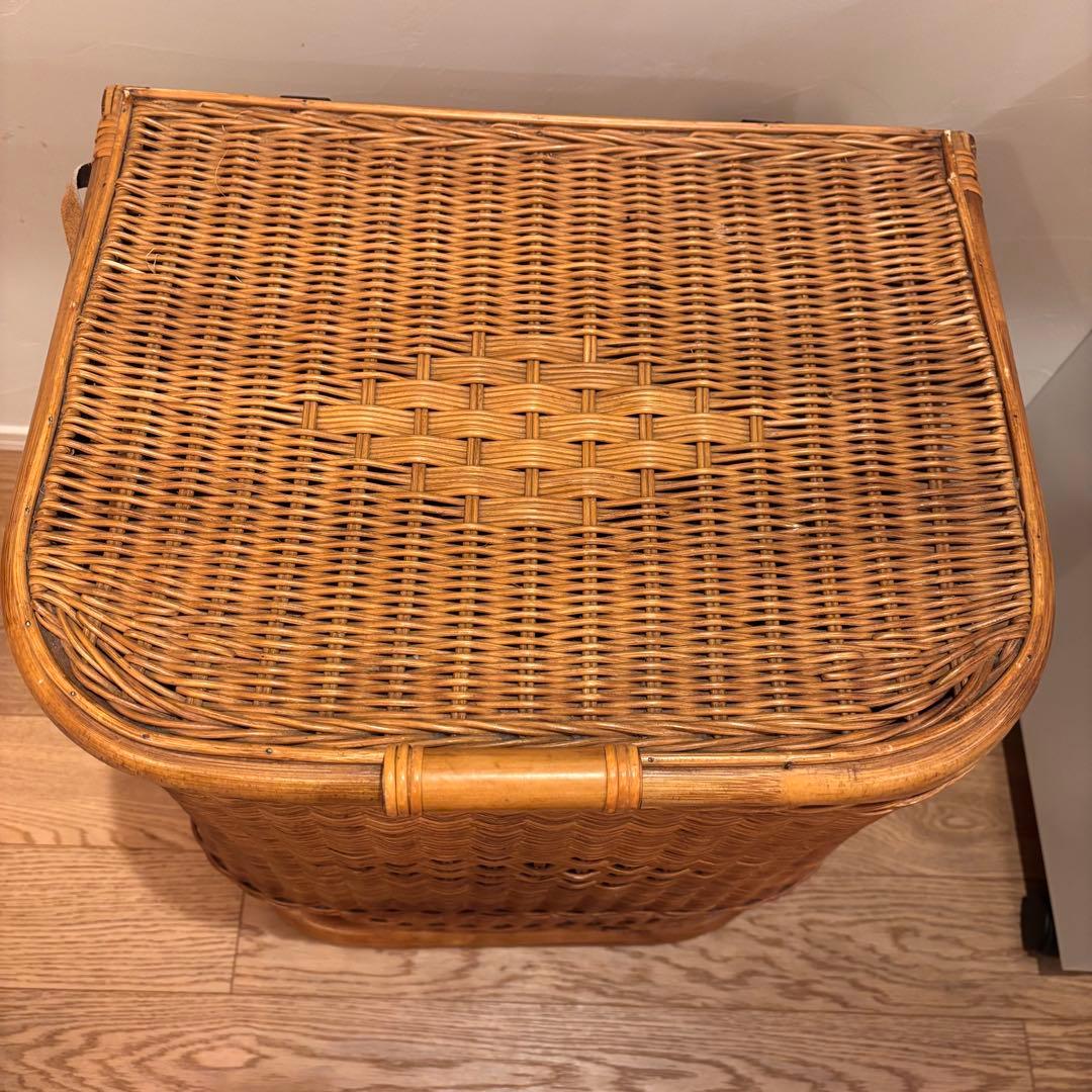 最終価格　特大収納カゴ 蓋付きレトロ 古道具