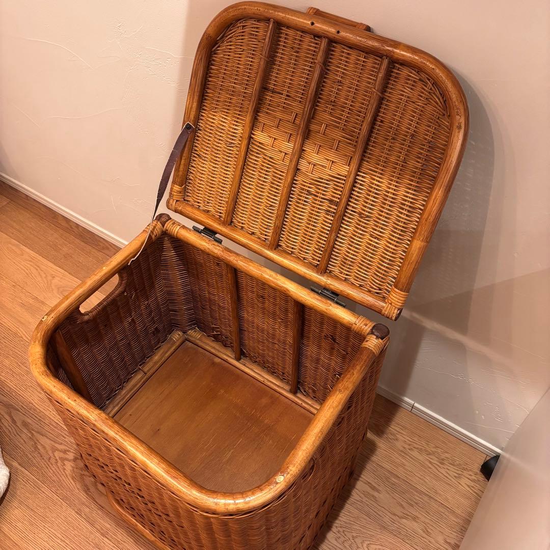 最終価格　特大収納カゴ 蓋付きレトロ 古道具
