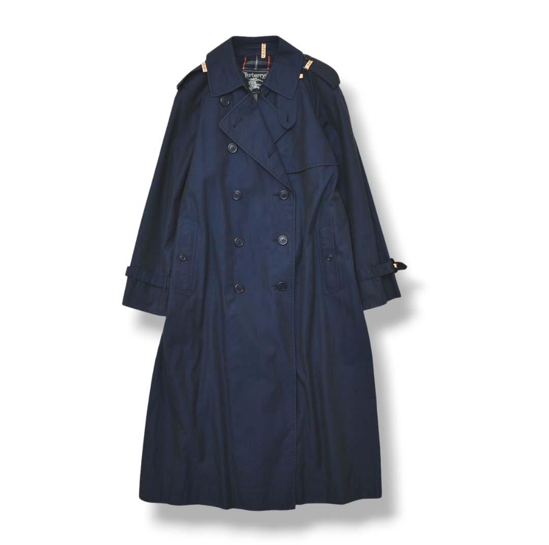 60s 70s バーバリー Burberry トレンチコート 7AR 紺 ♪