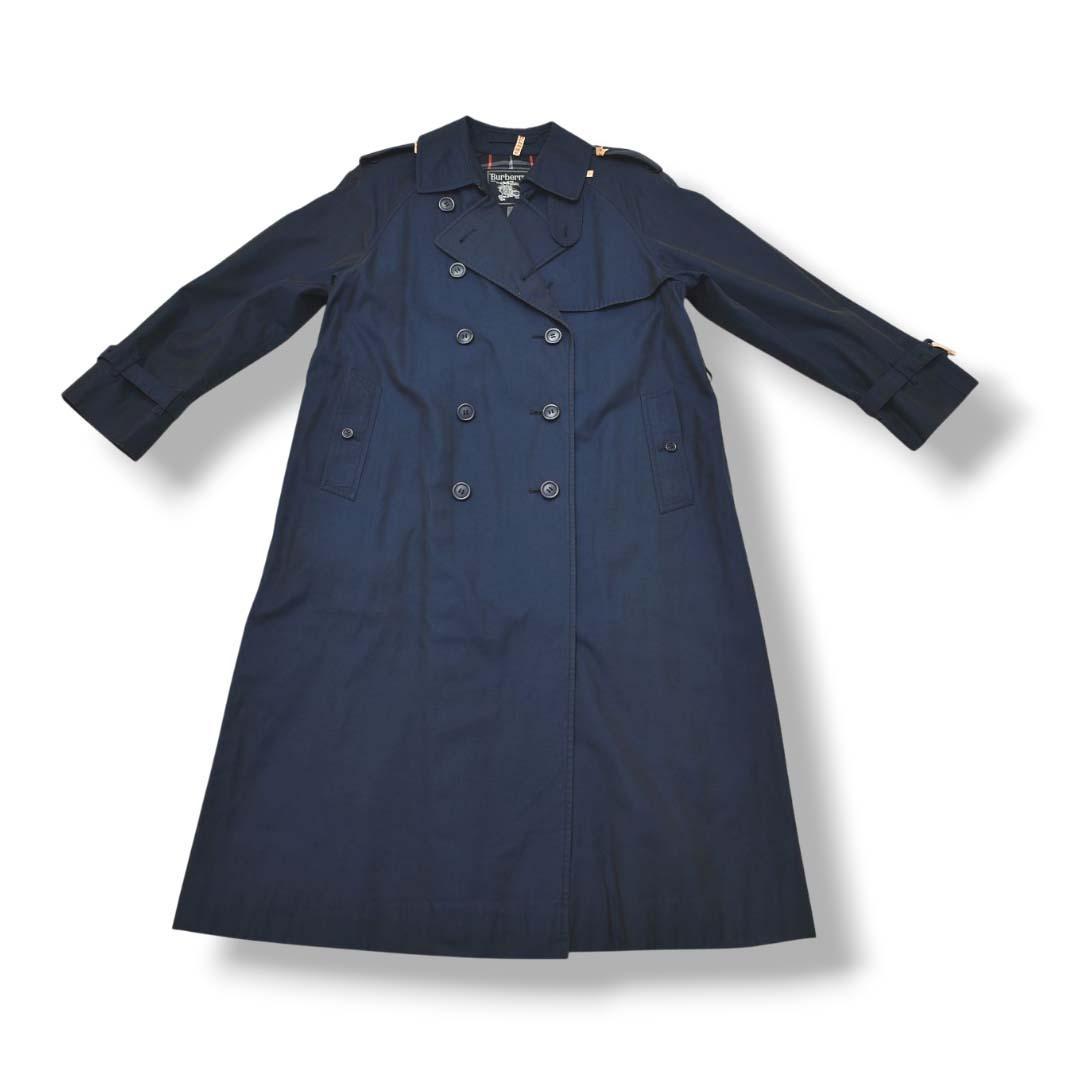 60s 70s バーバリー Burberry トレンチコート 7AR 紺 ♪