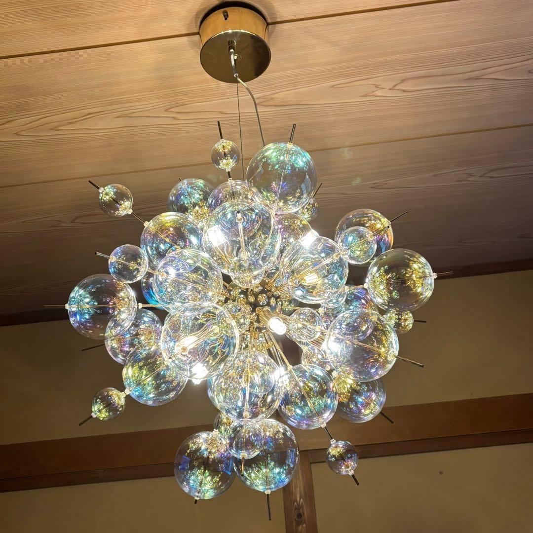 オーブ バブルシャンデリア ゴールド色 オーロラ ペンダントライト 10灯